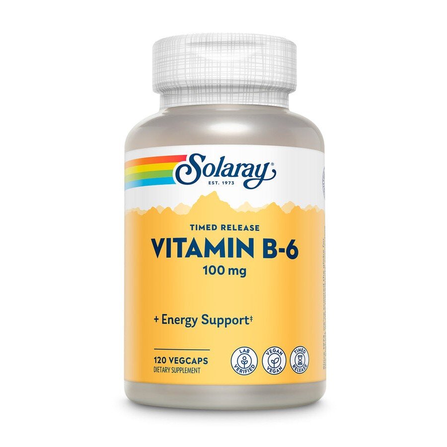 Гідрохлорид піридоксину Solaray Vitamin B6 Timed-Release, 120 вегакапсул