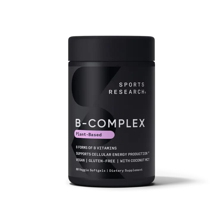 Комплекс вітамінів групи B Sports Research Vitamin B-Complex, 60 капсул для підтримки енергії та нервової системи