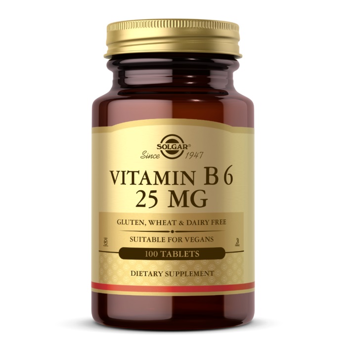 Вітамін В6 Solgar Vitamin B6 25 mg, 100 таблеток для покращення  нервової системи