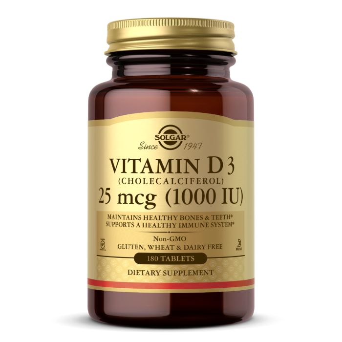 Вітаміни та мінерали Solgar Vitamin D3 25 mcg, 180 таблеток