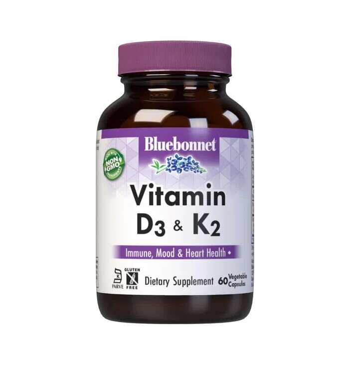 Вітамін D3 та K2 Bluebonnet Nutrition Vitamin D3 & K2, 60 вегакапсул