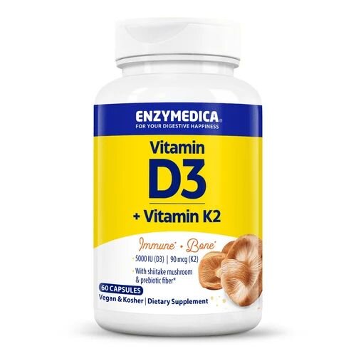 Вітаміни та мінерали Enzymedica Vitamin D3 + Vitamin K2, 60 капсул