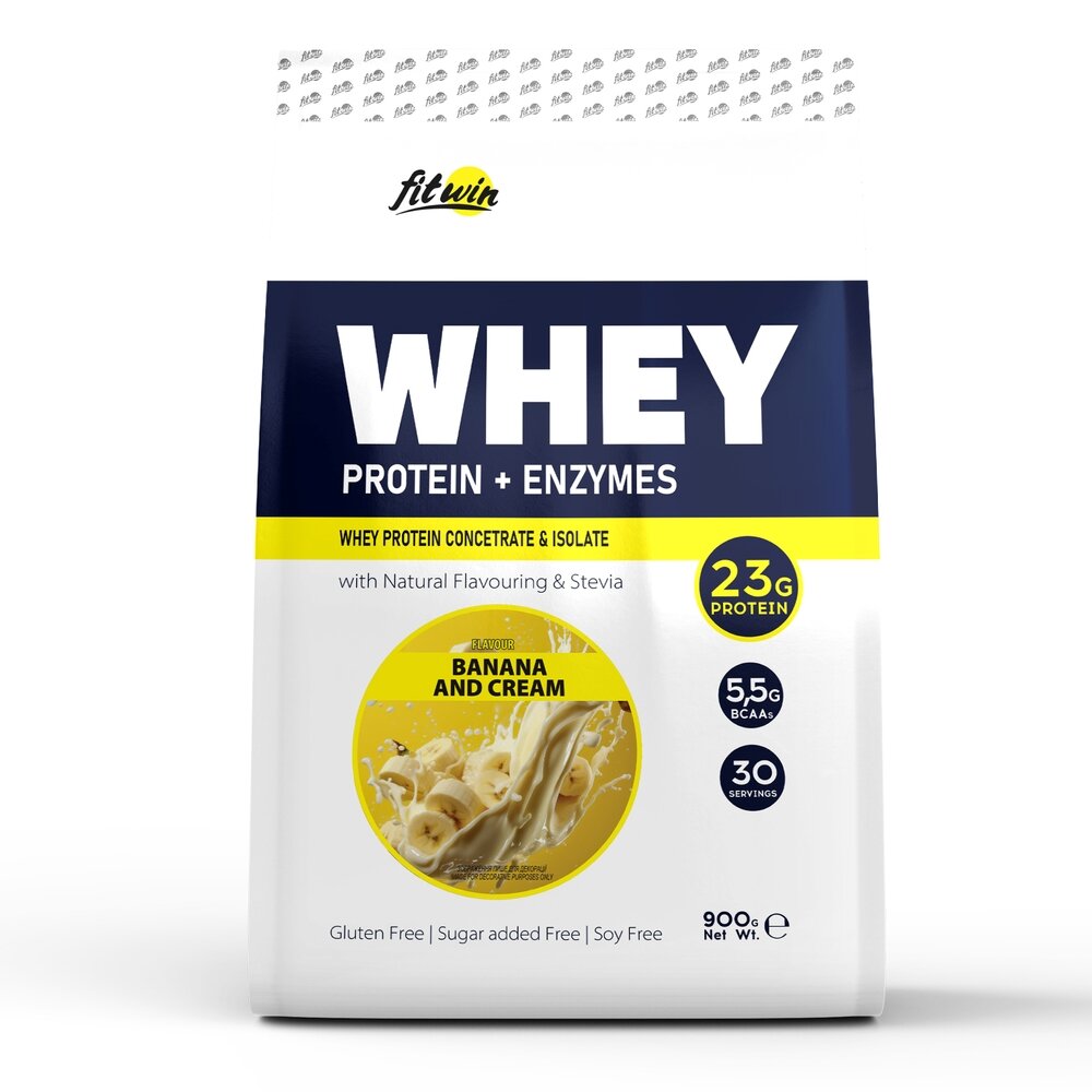 Протеїн FitWin Whey Protein + Enzymes, 900 грам - Банан із вершками