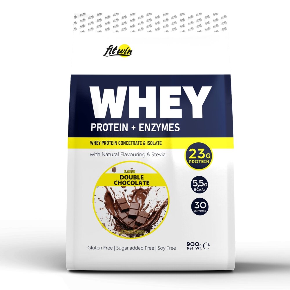 Протеїн FitWin Whey Protein + Enzymes, 900 грам - Подвійний шоколад
