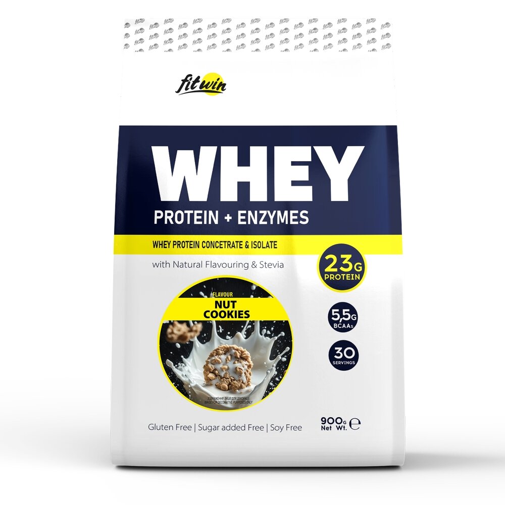 Протеїн FitWin Whey Protein + Enzymes, 900 грам - Горіхове печиво