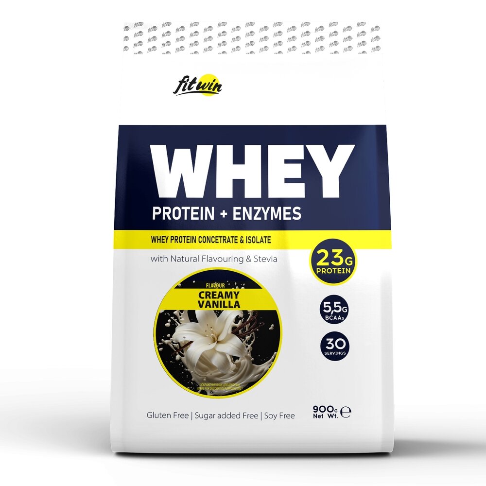Протеїн FitWin Whey Protein + Enzymes, 900 грам - Ваніль із вершками