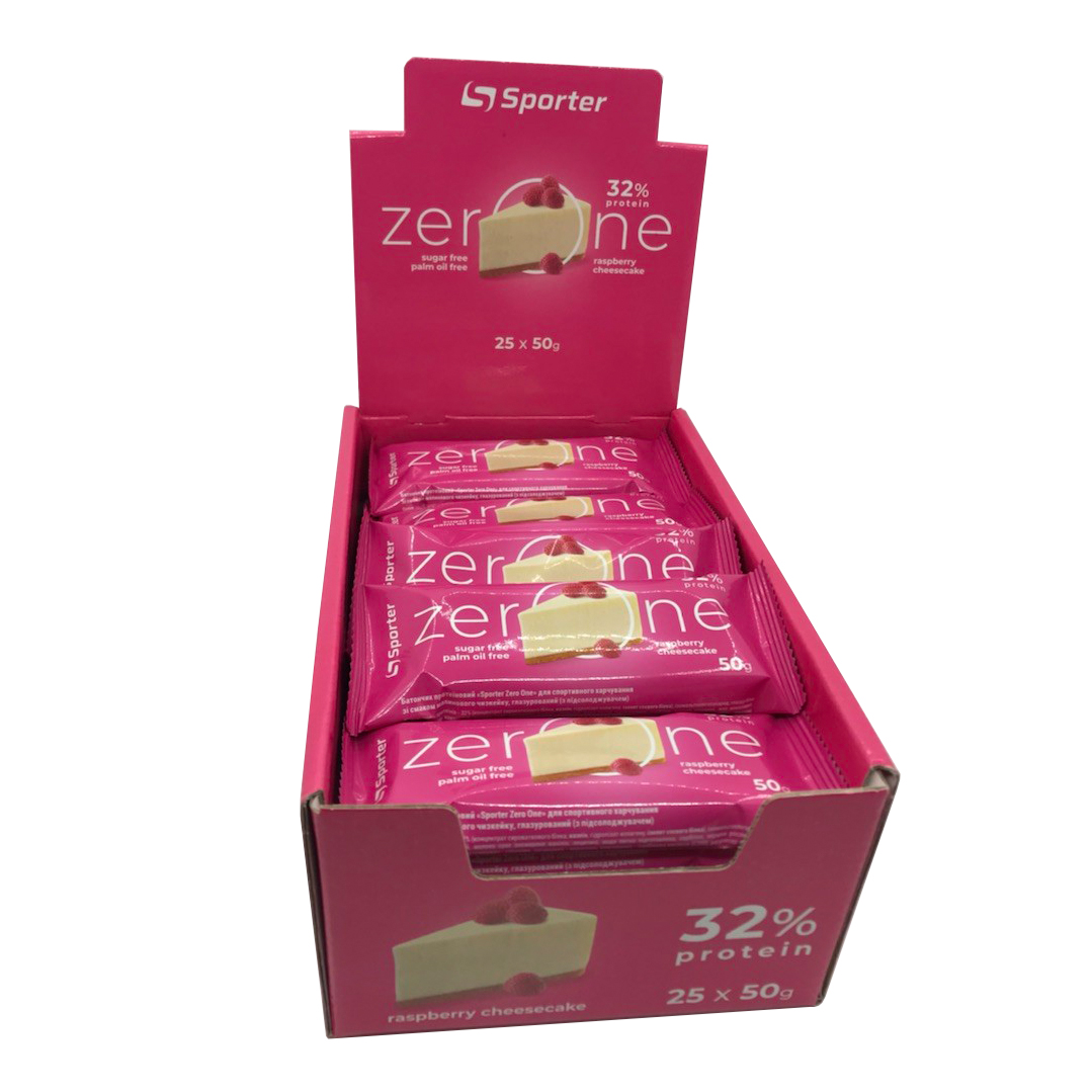 Батончик Sporter Zero One, 25*50 грам - Малиновий чизкейк