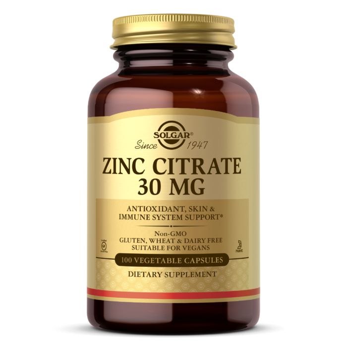 Вітаміни та мінерали Solgar Zinc Citrate 30 mg, 100 вегакапсул