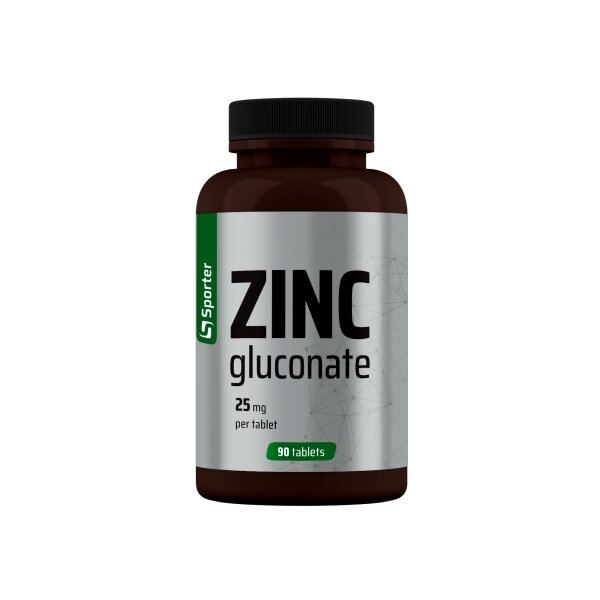 Цинк Sporter Zinc Gluconate 25 mg, 90 таблеток для підтримки імунної системи